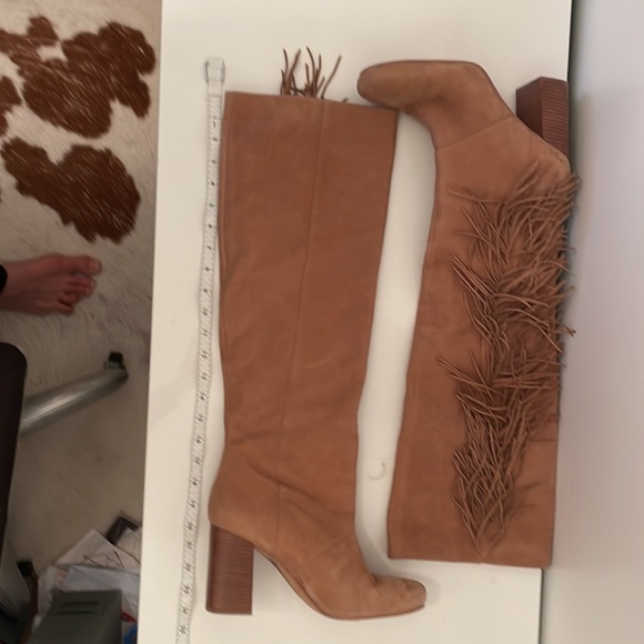 Sam Edelman vegan leather high fringe boot with stacked wood heel, rubber sole - Picture 8 of 16